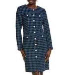 nanette lepore navy blue tweed sheath dress 10